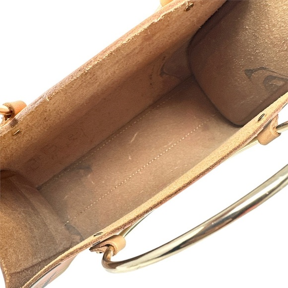 Future Glory Designer Leather Marbled Mini Tote Metal Ring Rare Handle Bag - Picture 7 of 8